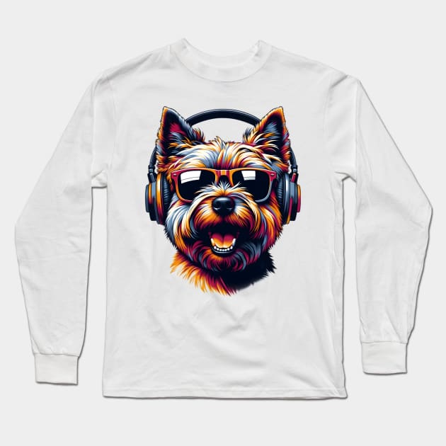 Cairn Terrier as Smiling DJ in Japanese Art Style Long Sleeve T-Shirt by ArtRUs